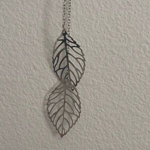 Silver Leaf Drop Necklace - Women's Jewelry